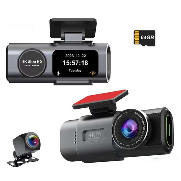 Dash Cam 4K UHD Front Dashcam with 64GB SD Card 2160P WiFi Car Camera