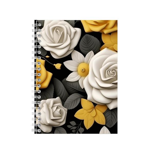 3D Clay White And Yellow Roses 3 Notebook Gift Idea A4 Notepad Pad 105