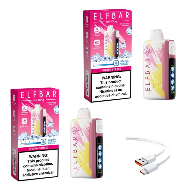 Elfbar Ice King 25k Cherry Strazz + DiscoVape Charging Cable (Pack of 2)