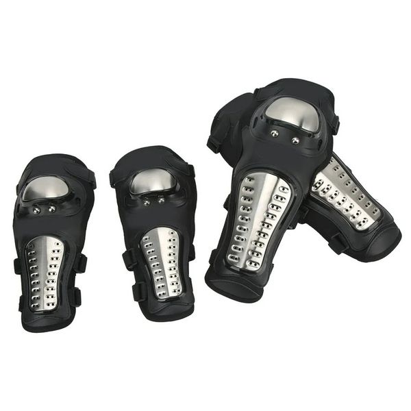 Stainless Steel Elbow Knee Guard Shin Protector for Bikers 4PCS