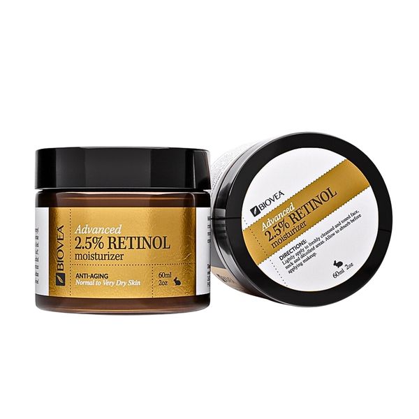 BIOVEA 2.5% Retinol Face Cream - Advanced Anti-Ageing Moisturizer (60ml)