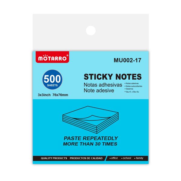 MOTARRO 500 Sheets 3×3in Fluorescent Sticky Notes for Office/School