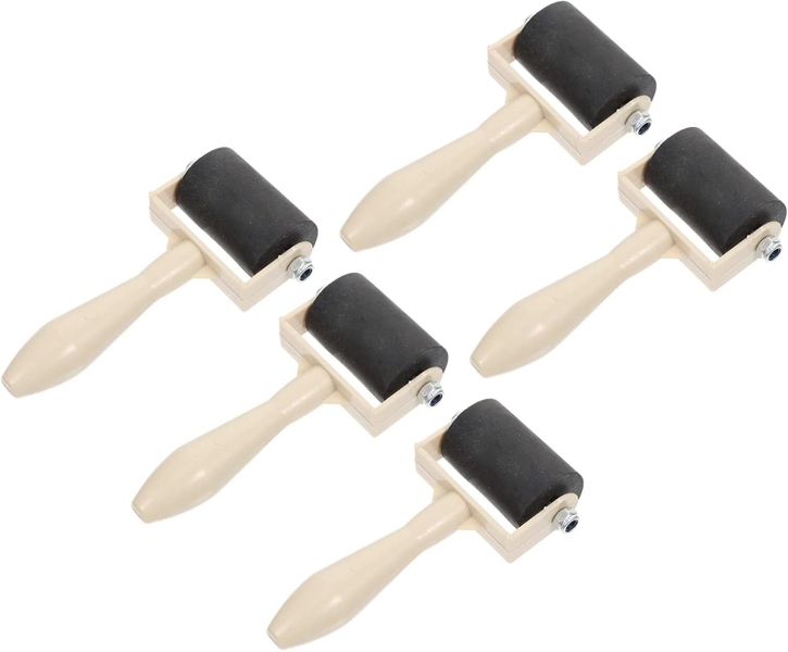 5 Pieces Rubber Brayer Roller for Crafting Ink Printmaking, Glue Roller Ink