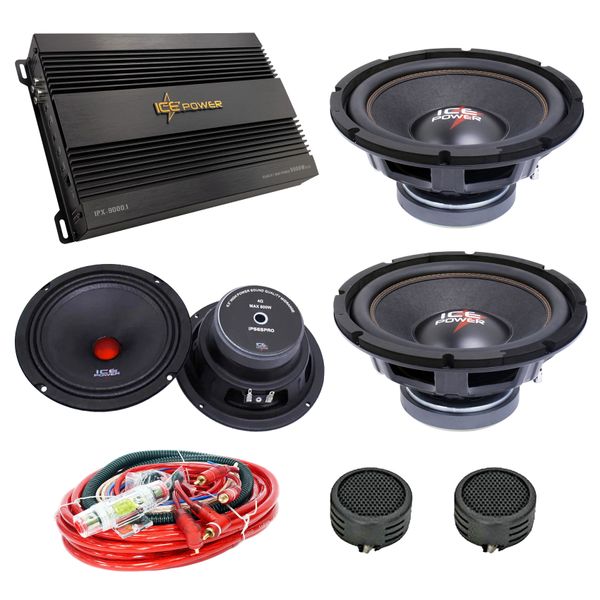 Ice Power Thunder Subwoofer Car Audio Combo with 4 Gauge Wiring Kit
