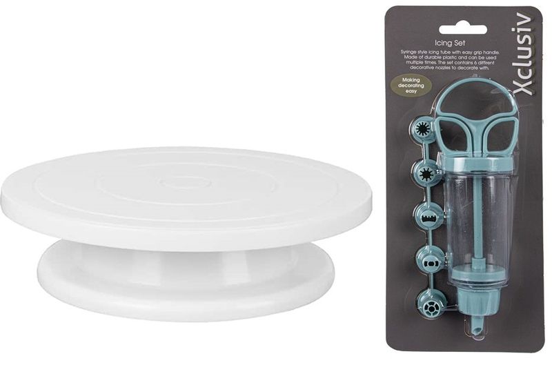 Turntable Plastic 28cm + Icing Set Carded