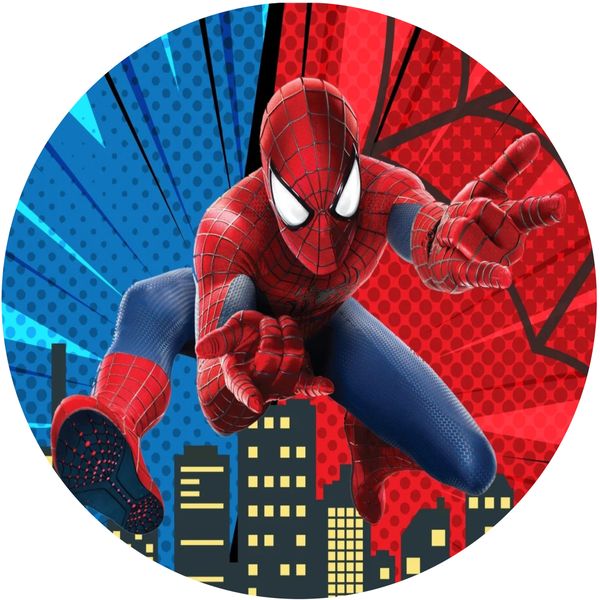Spiderman Round Wooden Vinyl Signage 63cm