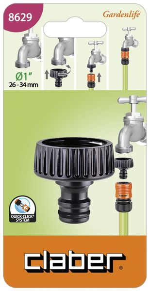 Claber 1" Tap To Quick Click Connector (Carded)