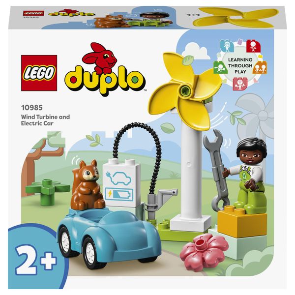 LEGO® DUPLO® Town Wind Turbine and Electric Car 10985 Building Toy Set; Educational Toys for Toddlers (16 Pieces)