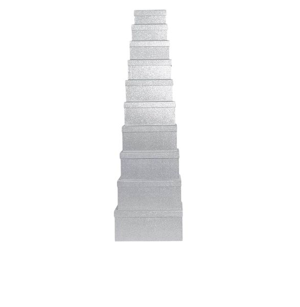 Set Of 10 Premium Silver Gift Boxes