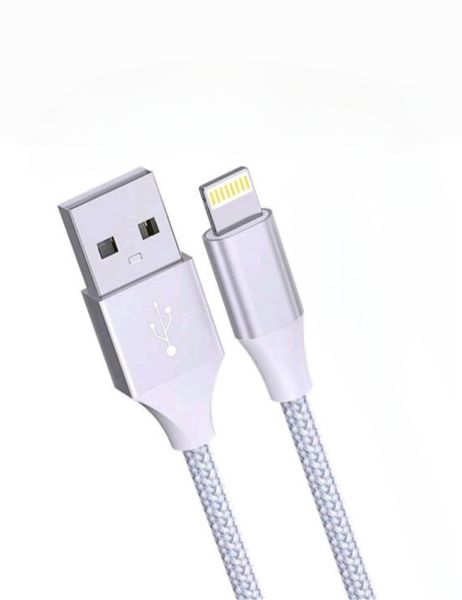 1 Meter Lightning USB Nylon Braided Charging Cable - Silver