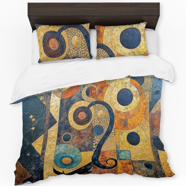 Brown &amp; Blue Embrace of Patterns Duvet Cover Set