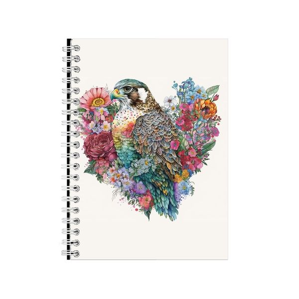 Falcon Watercolor Heart Notebook Animal Gift Idea Notepad Pad 117