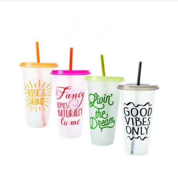 700ml Funky Tumblers with Lids and Straws 4pk