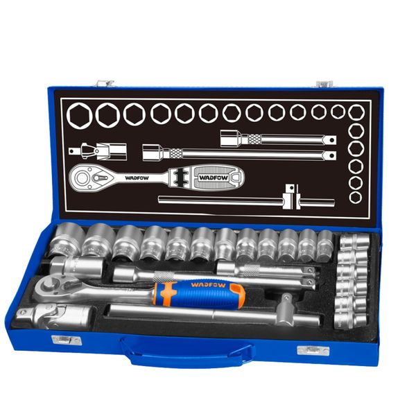 Wadfow - 24 Pce Socket Set (Cr-V) - 1/2" in Case