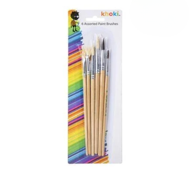 Professional 6pc Art Brush Kit - Fine Tip &amp; Flat Brushes