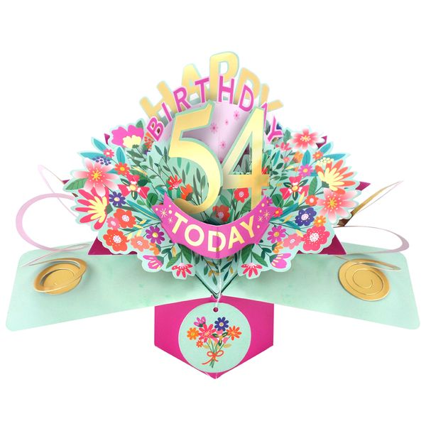 Happy 54th Birthday 3D Pop Up Card - Female
