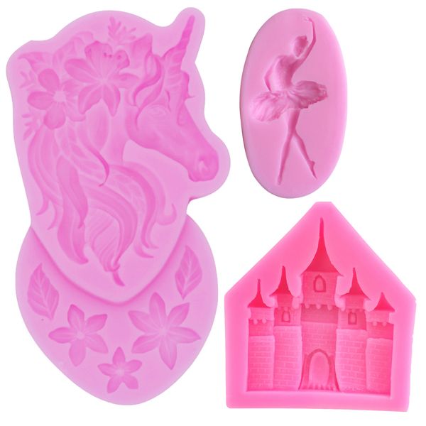 Kitchen Chocolate Silicone Shaping Mold Unicorn - Set of 3 (11cm)