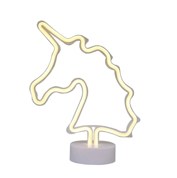 Pink Neon Unicorn Indoor Night Light with Holder