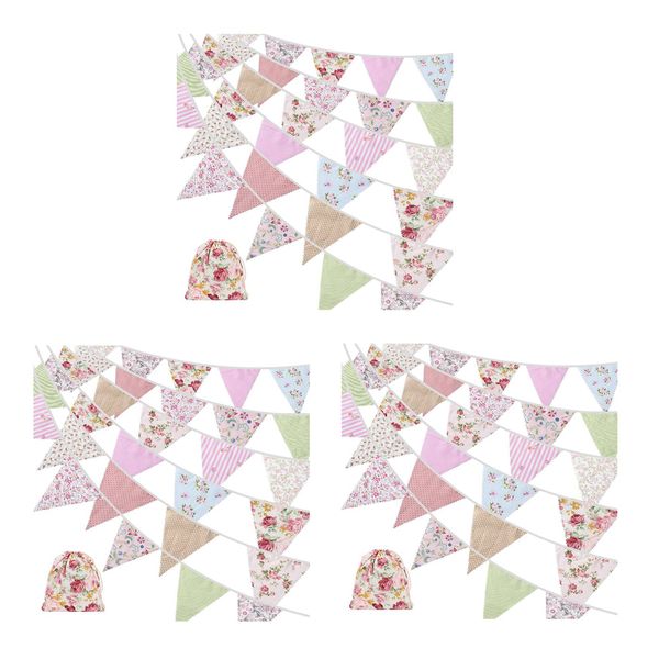 3X 40Ft Fabric Bunting 42Pcs Outdoor Bunting Banner For Party