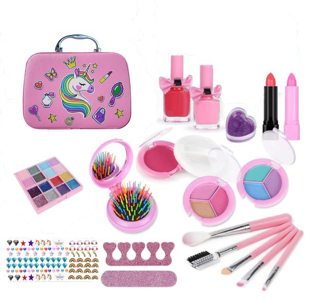 Unicorn Makeup Kit- Bag, Brushes, Lipsticks, Palette, Nail Paint &amp; Stickers