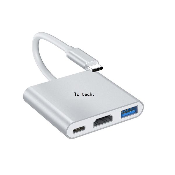 LC TECH USB C to HDMI Adapter Type C 3 in 1 hub, USB C 3.0 to HDMI, PD Port