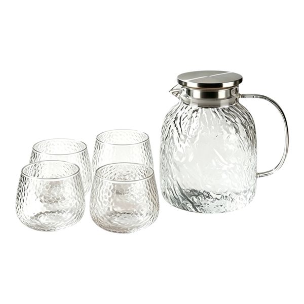 Hammer Pattern Teapot &amp; Cup-Set Of 5