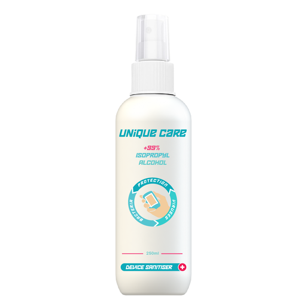Unique Care Device Sanitiser 250ml Spray +99% Isopropyl Alcohol