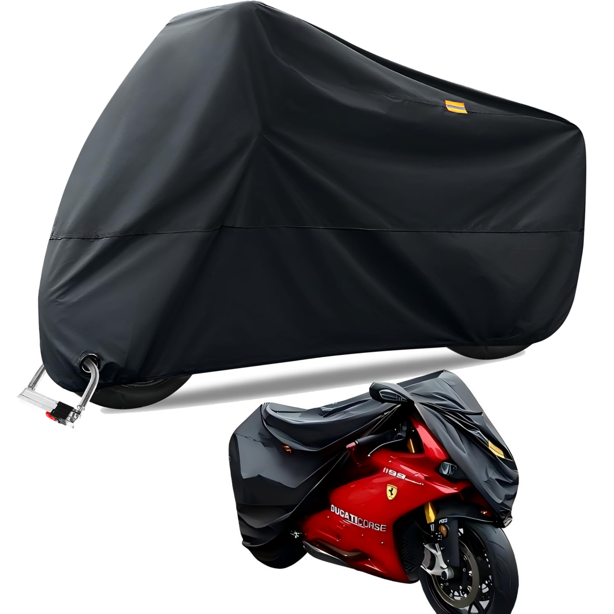 Heavy Duty Waterproof Motorcycle Cover 210D Oxford Fabric with Lock Holes
