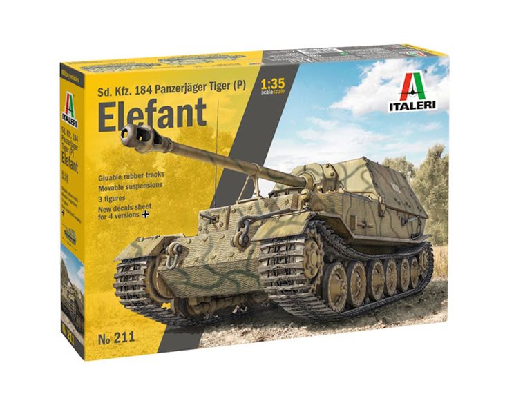 Italeri 1/35 Elefant Sd. Kfz. 184 Panzerjager Tiger (P) Plastic Model Kit