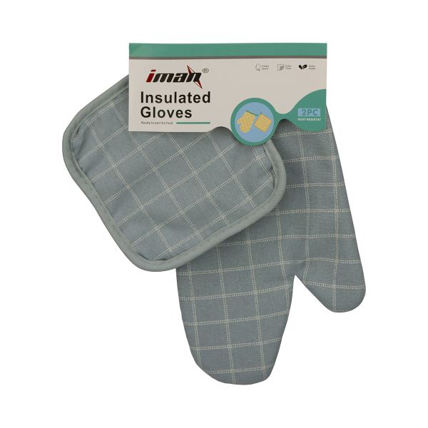 Iman - Insulated Extra Thick Cloth Kitchen Gloves - Blue