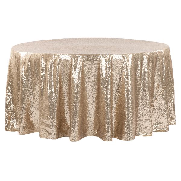Round Sequin Tablecloth Champagne - 10 Seater