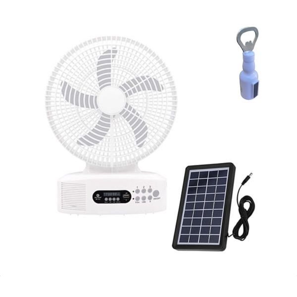 Rechargeable Solar Powered Fan with Bottle Opener