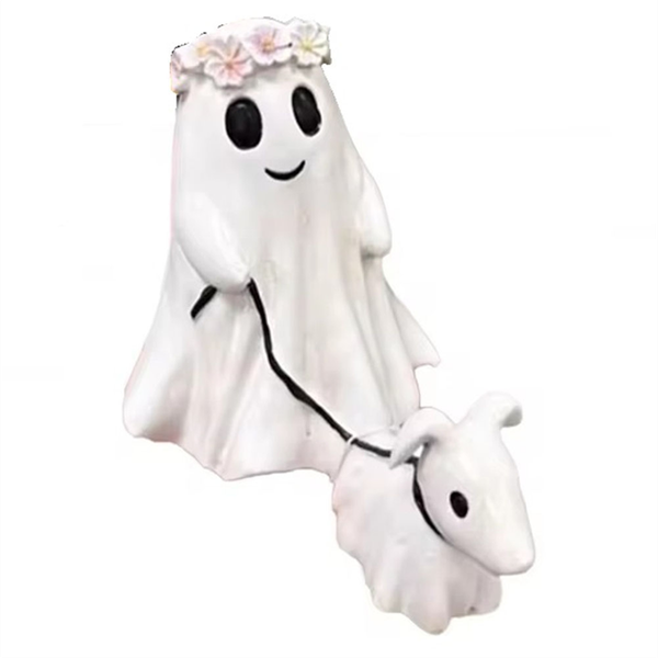 Desktop Decoration of Ghost Walking Dog Statue a