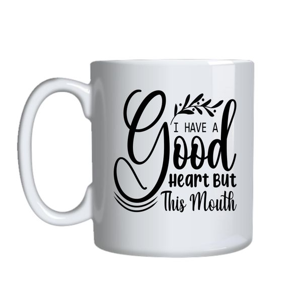 Good Heart Coffee Mugs for Him Her with Words Graphic Cups Present 050