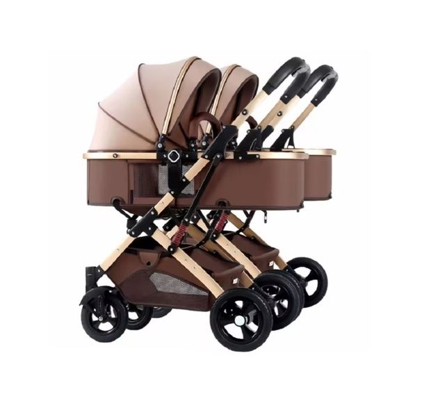 Twins-Cozy Compact Twin Pram Double-Brown