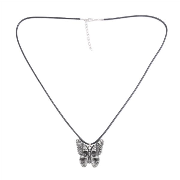 Butterfly with Skull Pendant Necklace Halloween Jewelry Party Gift