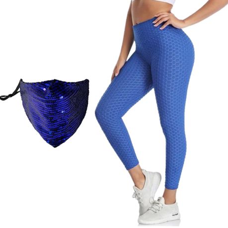 Honeycomb Scrunch Butt Lift Yoga Pants Tight Leggings + Sequin