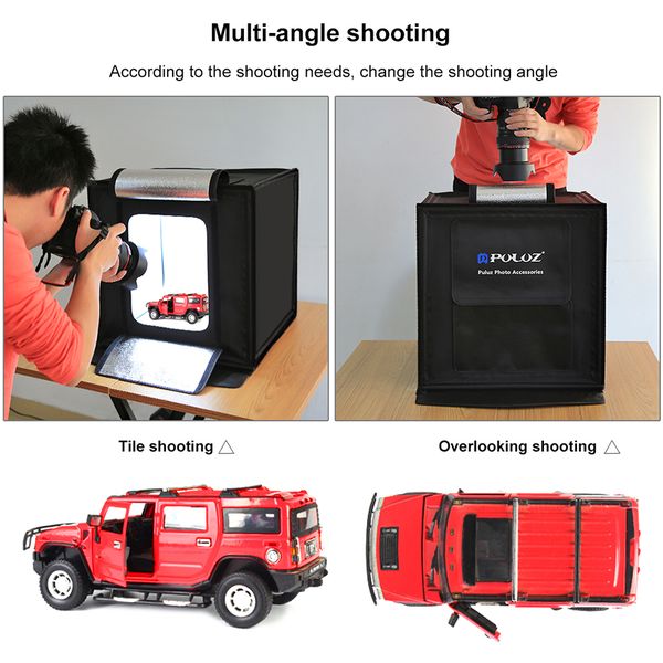 16 Inch Portable Photo Studio Box with 64 LEDs 3 Backdrops EU Plug