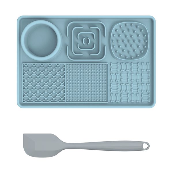 Pet Silicone Slow Feeding Licking Mat with Suction Cup &amp; Scraper(Pink)