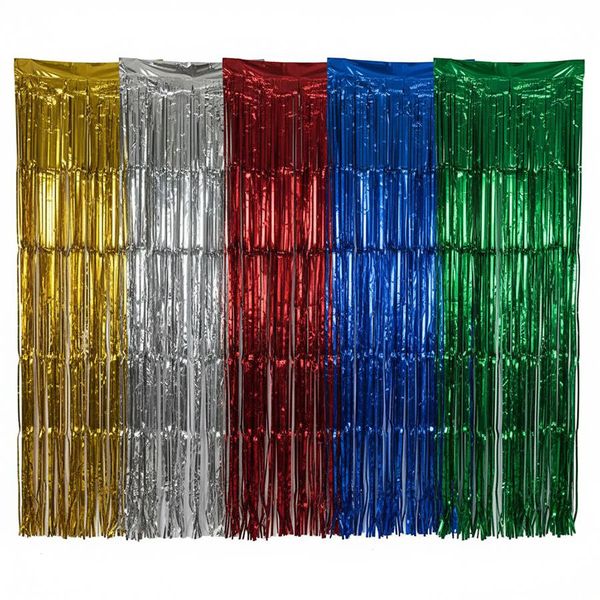 5-Pack Mixed Color Foil Fringe Curtains - Party Decorations
