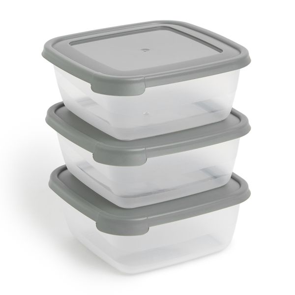 George &amp; Mason - 900ml Container With Lid - Set of 3 Grey