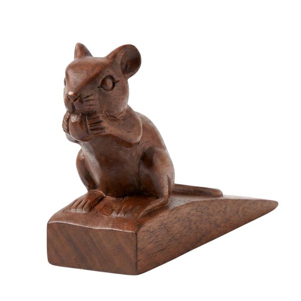 Wooden Mouse Doorstop Animal Decorative Handcrafted Decor | YLT