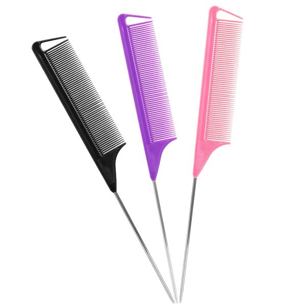 3pcs Rat Tail Comb Set | Steel Pin 3 Colours SA Stylists Women
