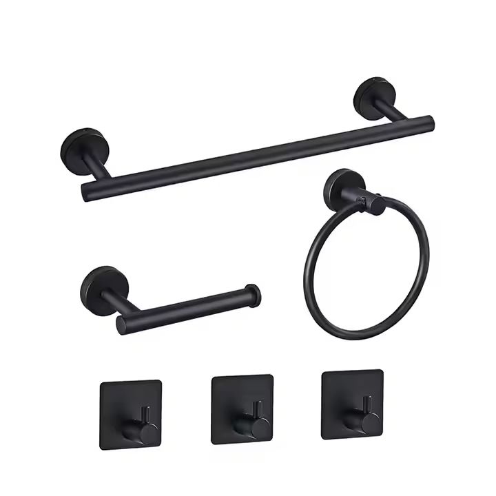 6 - Piece Stainless steel Wall Mount Towel Rail & Bath Accessories Set