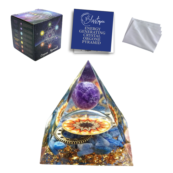 Orgone Crystal Pyramid Amethyst and Sodalite Peace, Clarity and Intuition-5cms