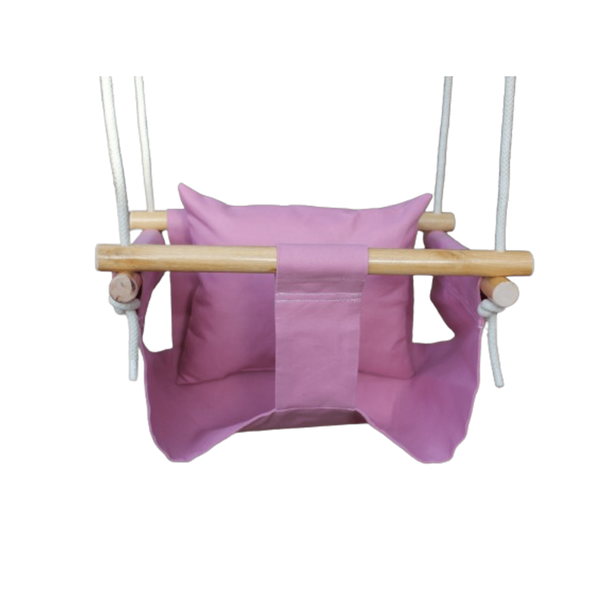 Baby Swing - Fabric &amp; Wood - Baby Pink - Indoor