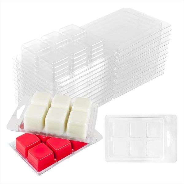 30pcs Wax Melt Container Clamshell Packaging Mold Box for Plastic Clear Emp
