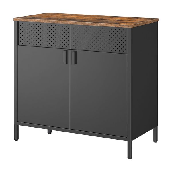 Industrial Buffet Sideboard Cabinet - Metal Storage with Adjustable Shelves