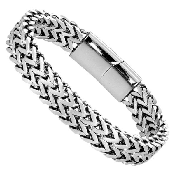Woven Link Chain Bracelet - Silver