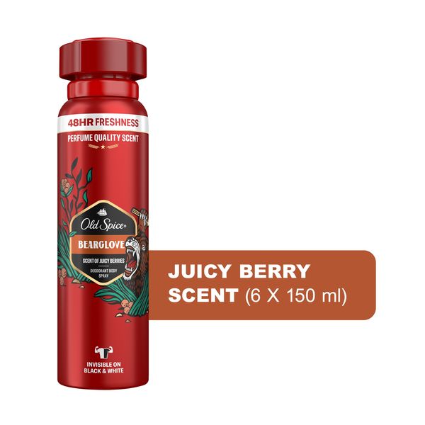 Old Spice Deodorant Body Spray Bearglove - 6 x 150ml